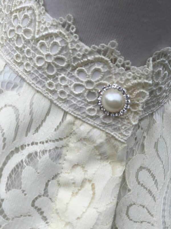 Cream Longsleeve Lace Shirt/Pearl Button - Image 2