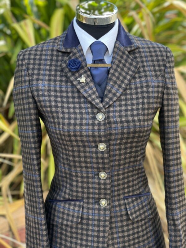 Triple Check Tweed/Navy Velvet Trim - Image 3