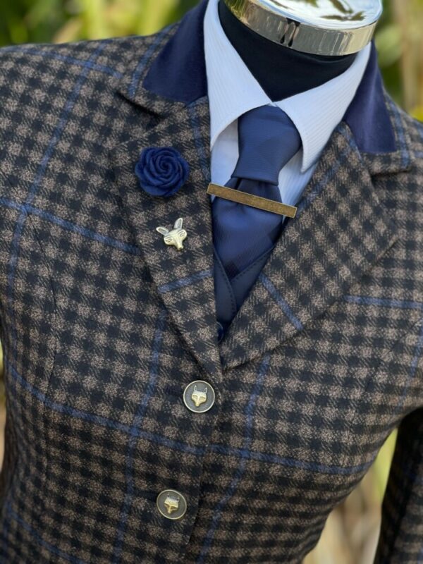 Triple Check Tweed/Navy Velvet Trim - Image 4