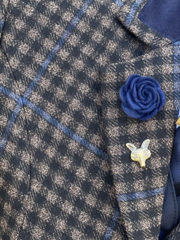 Triple Check Tweed/Navy Velvet Trim - Image 2