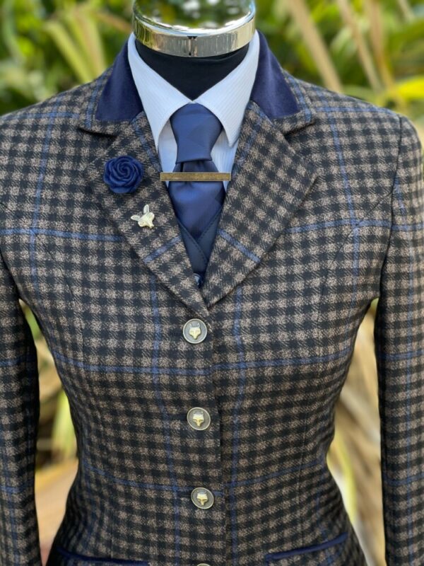 Triple Check Tweed/Navy Velvet Trim - Image 5