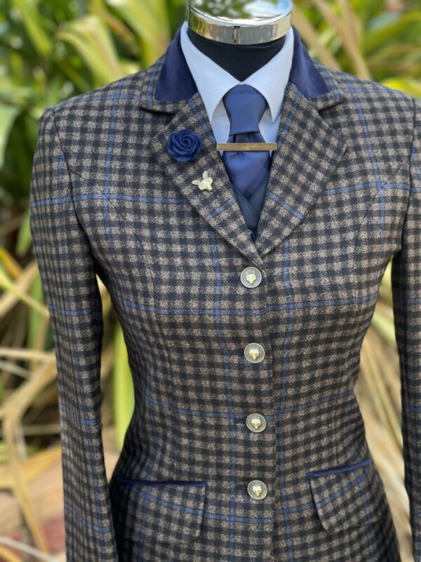 Triple Check Tweed/Navy Velvet Trim - Image 6