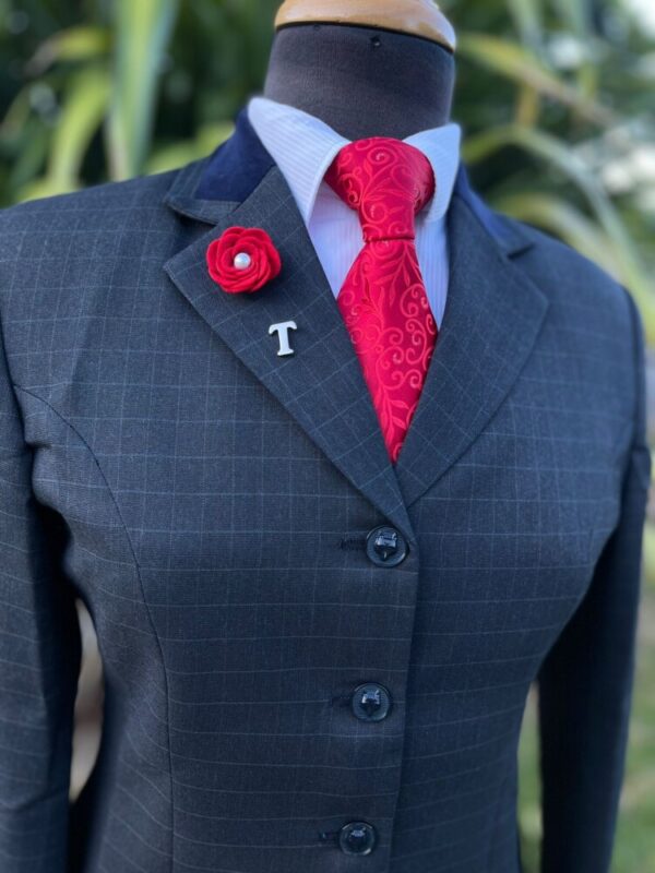 Navy Check / Navy Velvet Trim