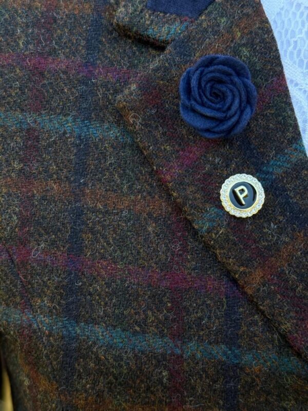 Brown Tweed/Navy Velvet Trim - Image 3