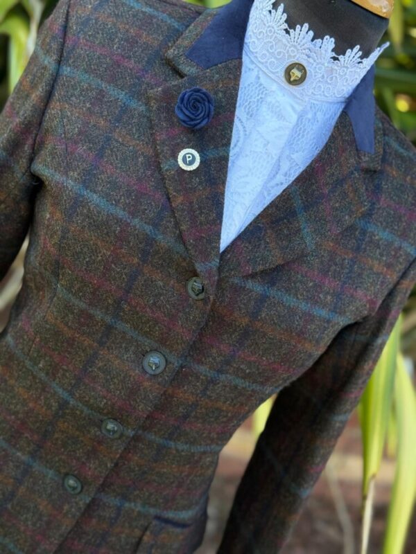 Brown Tweed/Navy Velvet Trim