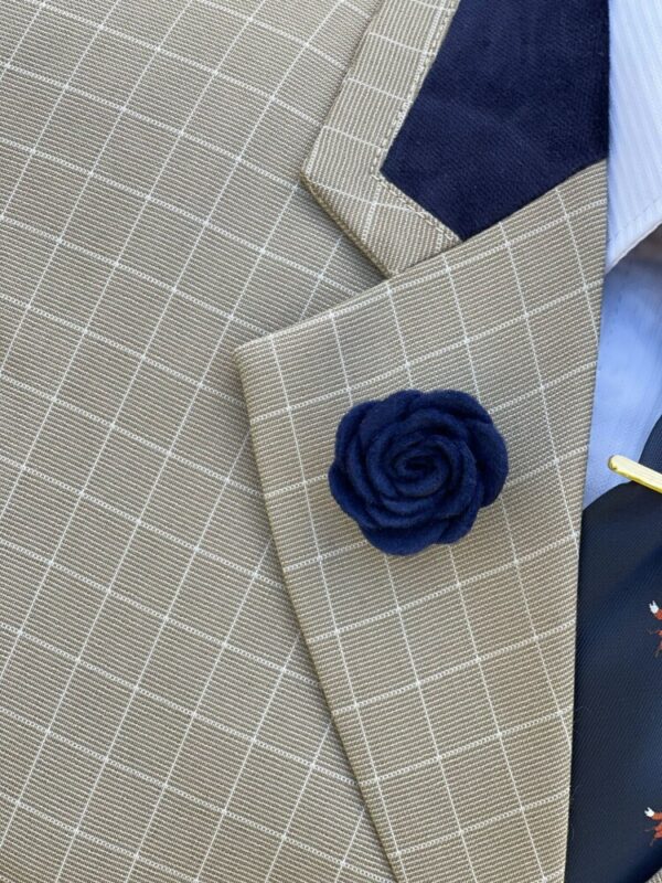 Caramel Check/Navy Velvet Trim - Image 2