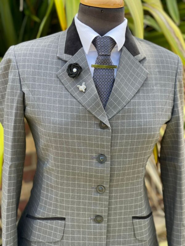 Charcoal Check/Black Velvet Trim - Image 4