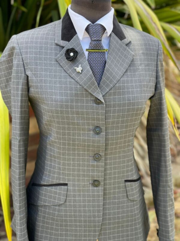 Charcoal Check/Black Velvet Trim - Image 5