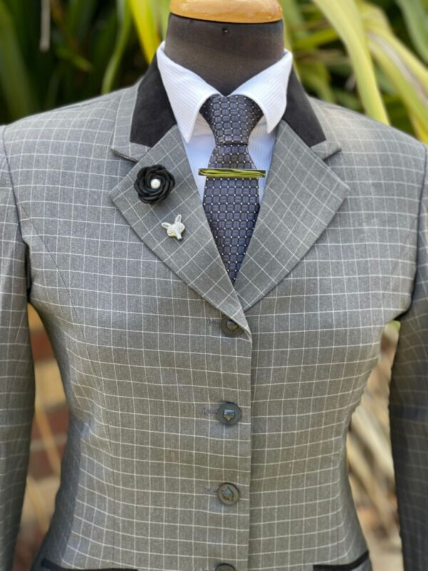 Charcoal Check/Black Velvet Trim - Image 3