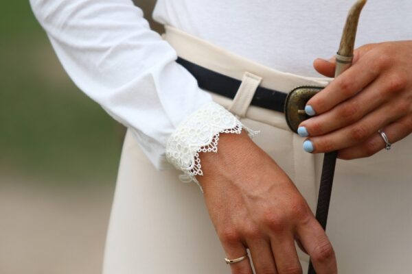 Cream Longsleeve Lace Shirt/Pearl Button - Image 3