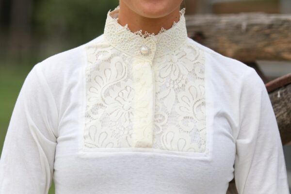 Cream Longsleeve Lace Shirt/Pearl Button - Image 4