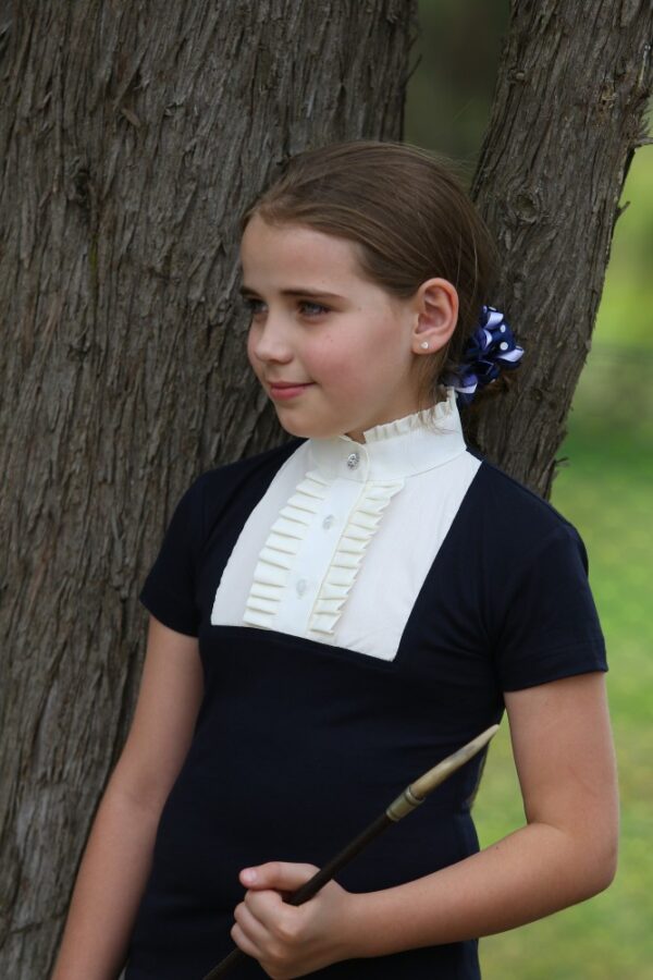 Childs Highcollar Navy/Cream Shirt - Image 2