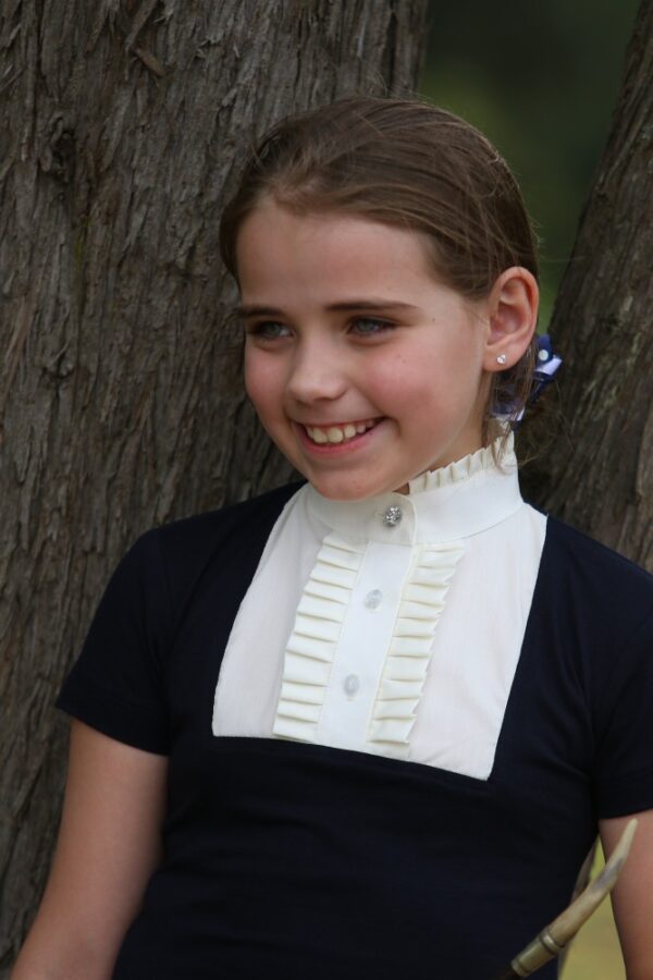 Childs Highcollar Navy/Cream Shirt - Image 3