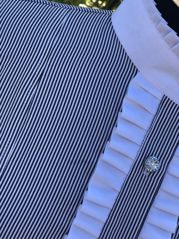 Black/White Pinstripe Highcollar Shirt - Image 2