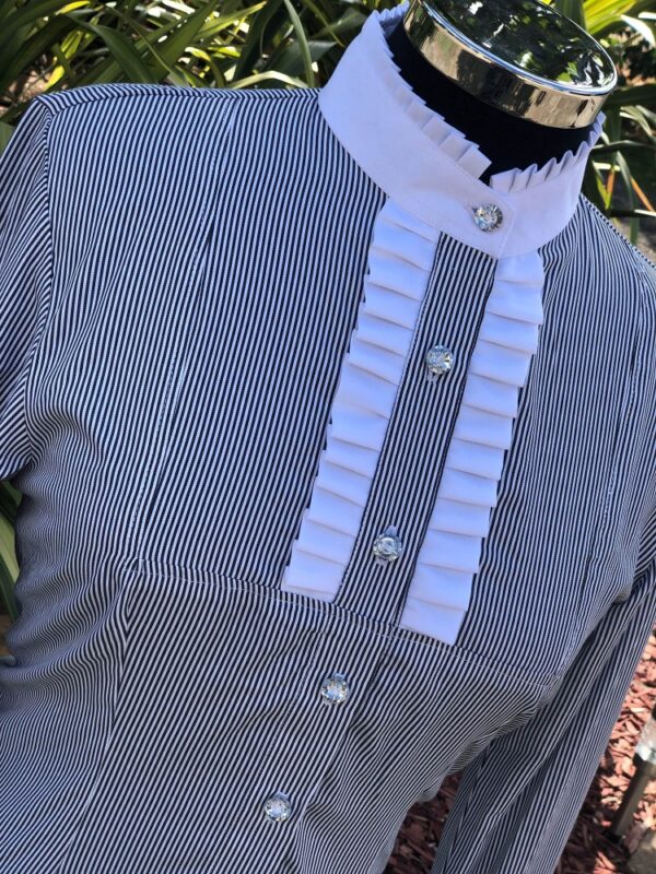 Black/White Pinstripe Highcollar Shirt - Image 3