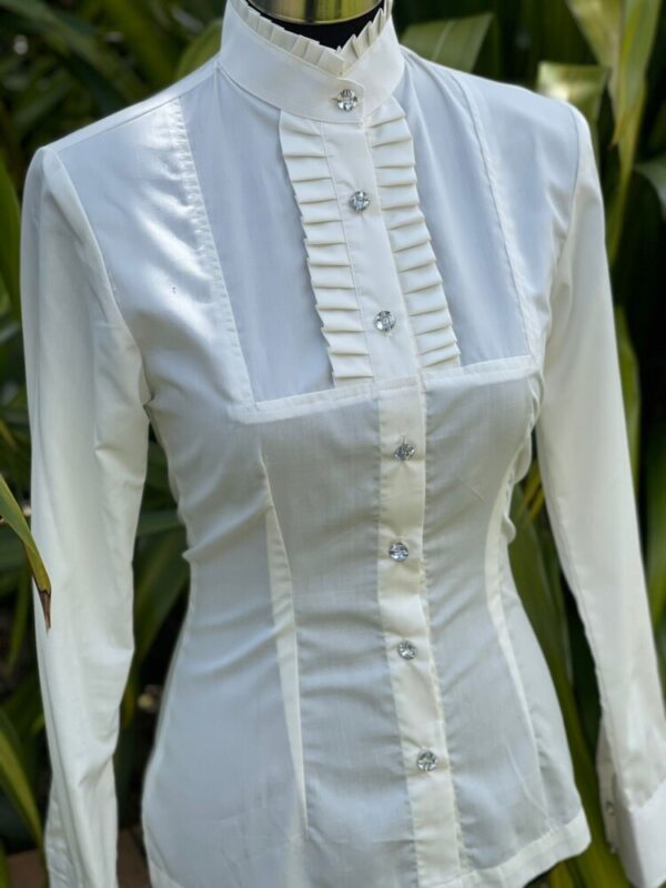 Box Pleat Highcollar Cotton Shirt - Image 6