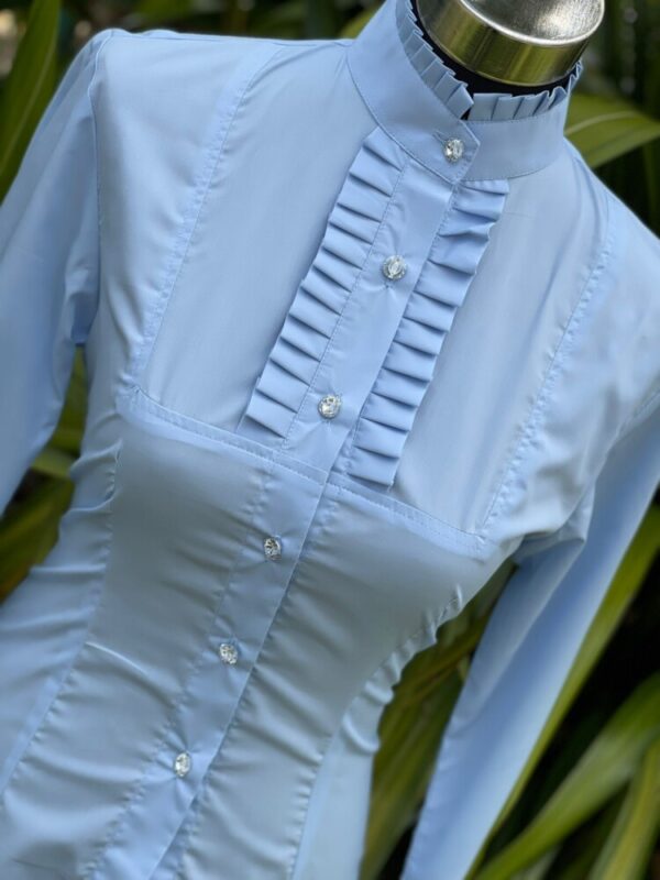 Box Pleat Highcollar Cotton Shirt - Image 3