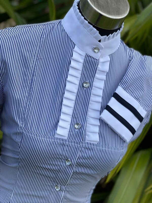 Highcollar Navy/White Pinstripe Shirt - Image 3