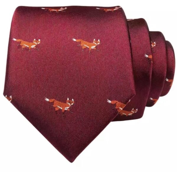 Maroon Fox Design Tie - Image 2