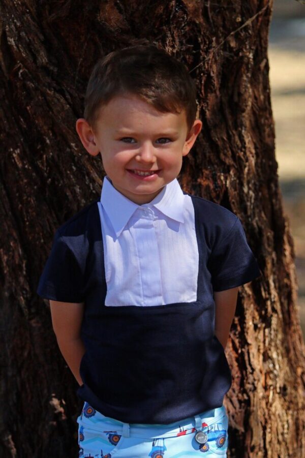 Childs Navy/White Pinstripe Collared Shirt