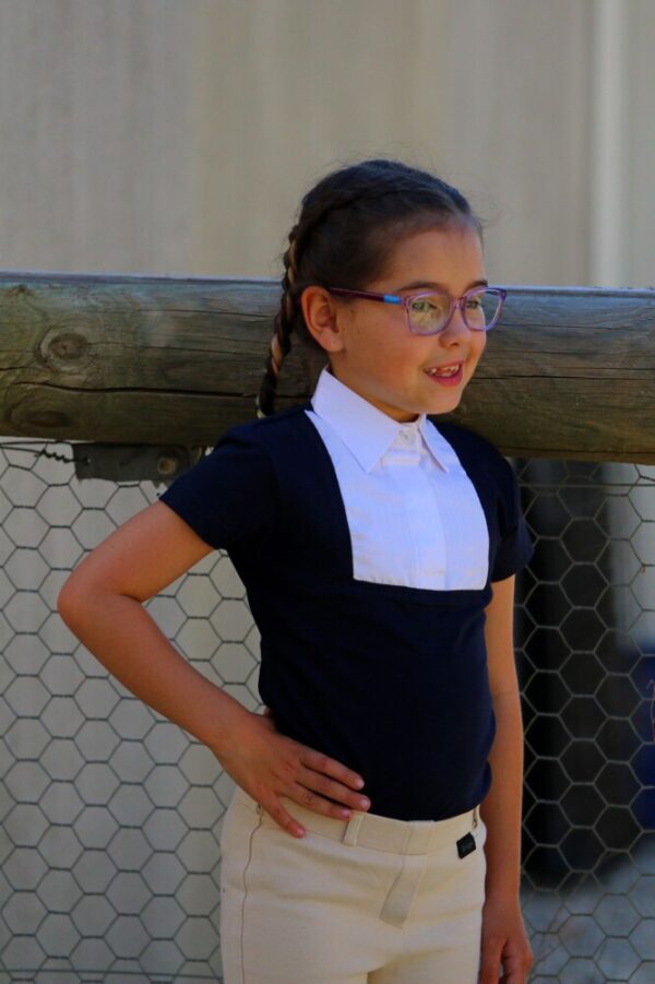 Childs Navy/White Pinstripe Collared Shirt - Image 3