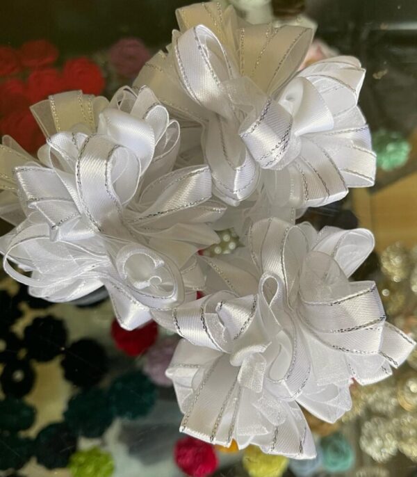 White / Silver Scrunchie - Image 2