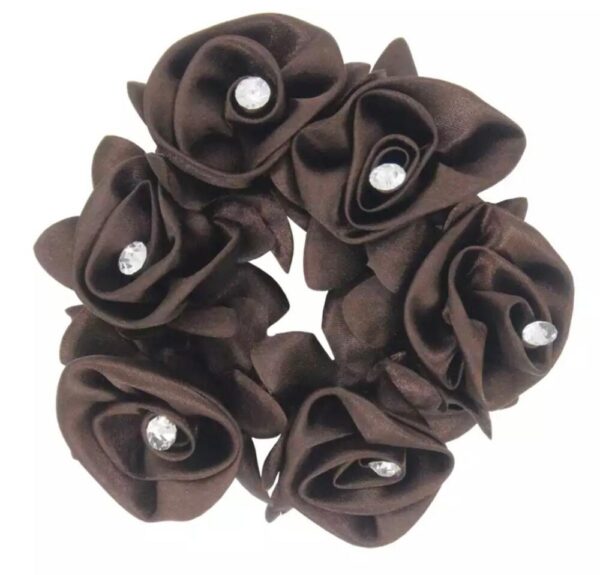 Coffee Rose with Crystals Hair Scrunchie - Image 2