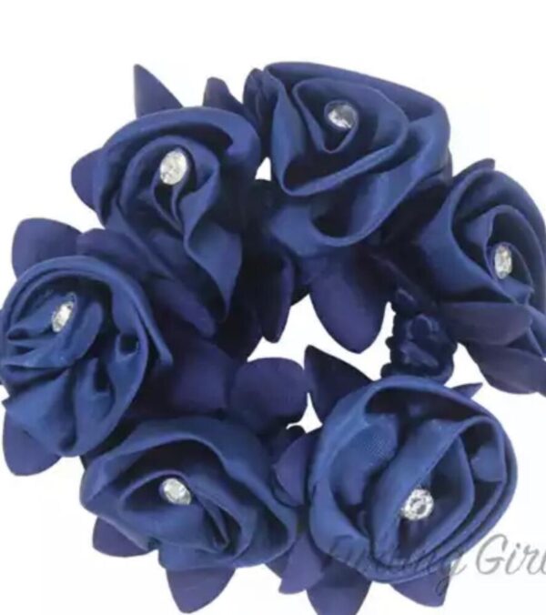 Navy Rose with Crystals Hair Scrunchie - Image 2