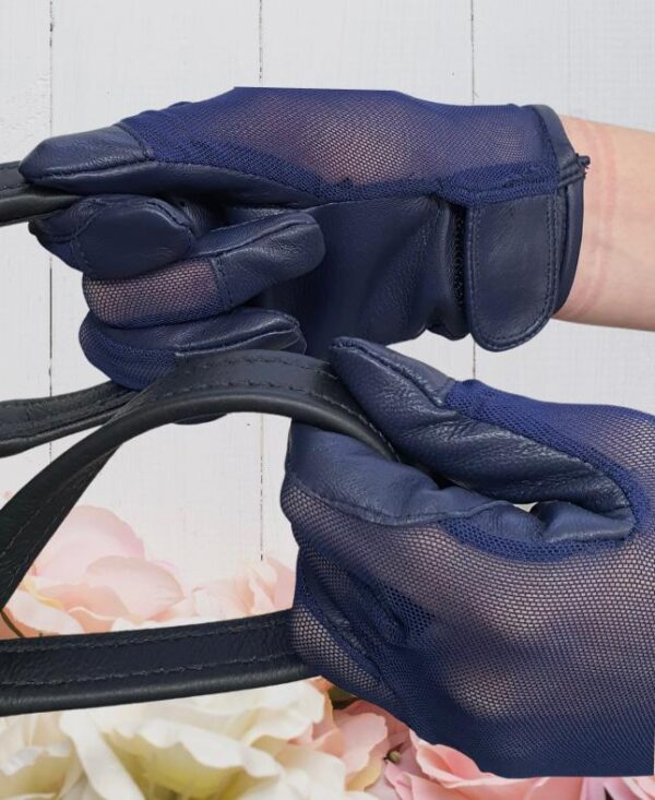 Adult Navy, Black & Brown Mesh Gloves - Image 4