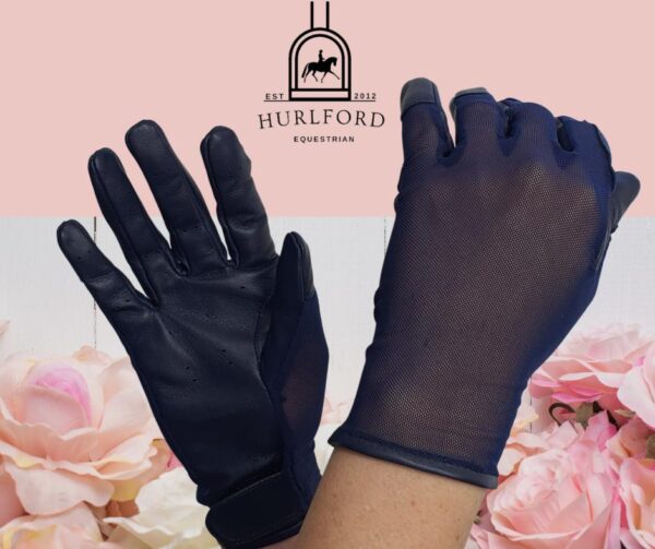 Childs Navy & Brown Mesh Gloves - Image 2