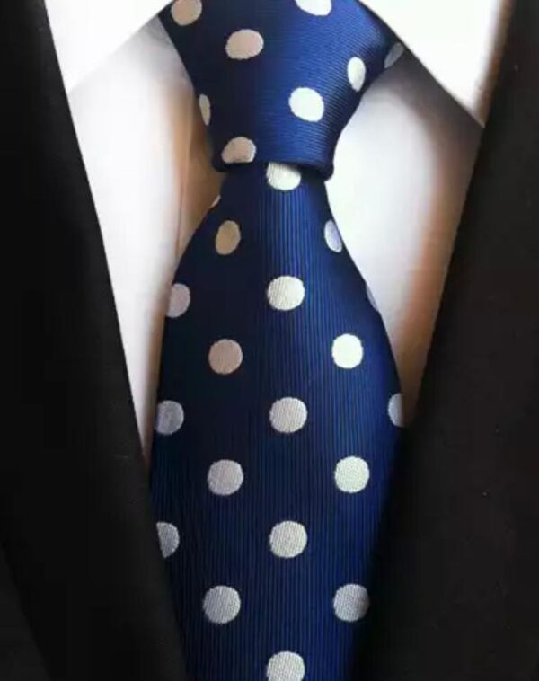 Blue / White Polka Dot Tie - Image 2