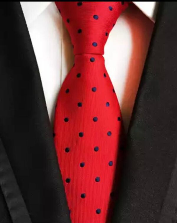 Red / Navy polka Dot Tie - Image 2