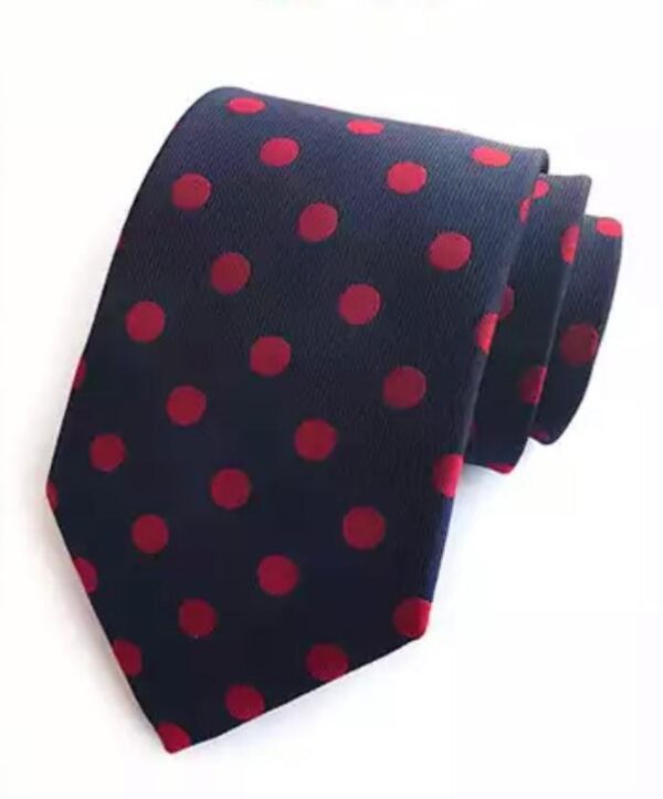 Navy / Red polka Dot Tie - Image 2