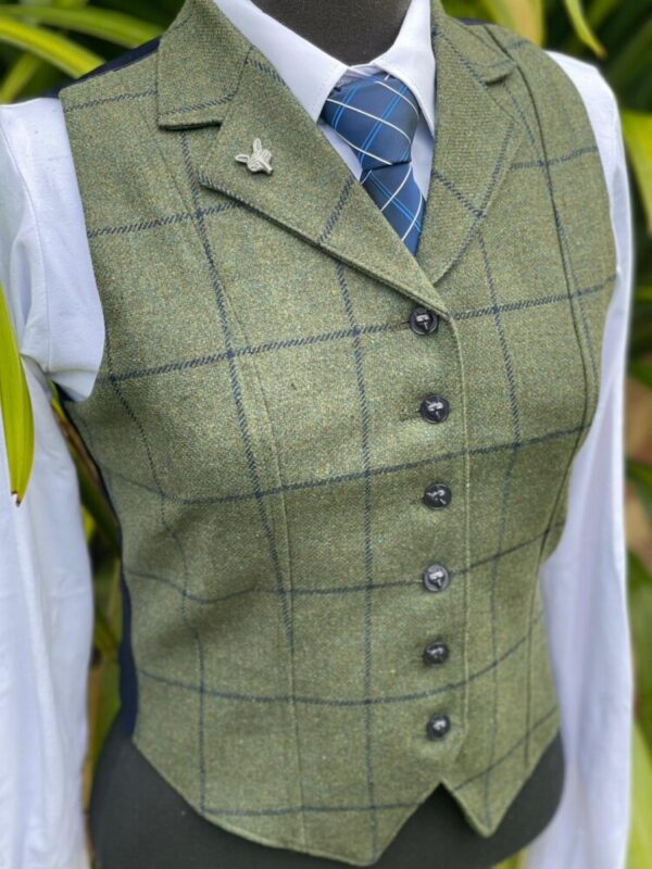 Olive Tweed Waistcoat - Image 6