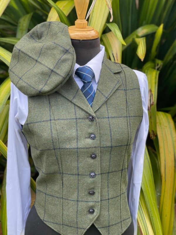 Olive Tweed Waistcoat - Image 2