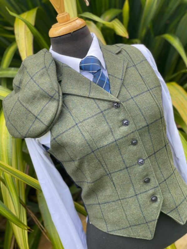 Olive Tweed Waistcoat - Image 4