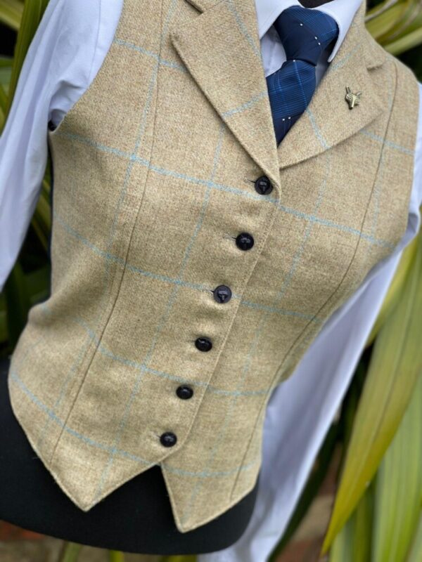 Fawn Tweed Waistcoat/Pale Blue Overcheck - Image 4