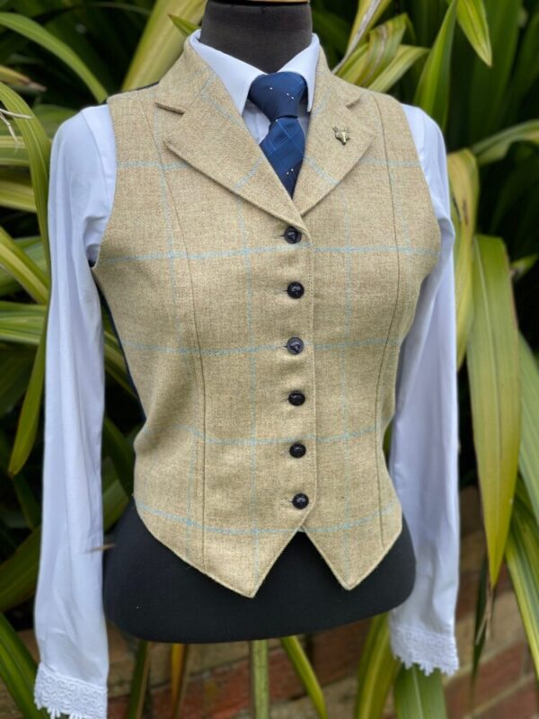 Fawn Tweed Waistcoat/Pale Blue Overcheck - Image 2