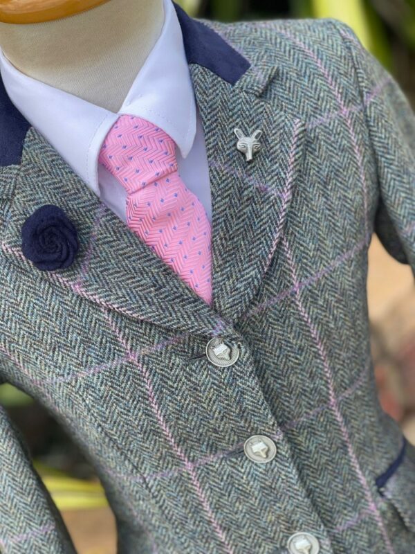 Childs Olive Grey Tweed/Lilac Overcheck (Sizes 4 & 6) - Image 3