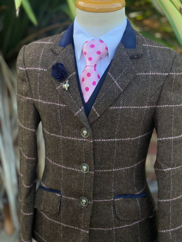 Childs Brown Tweed / Pink Overcheck