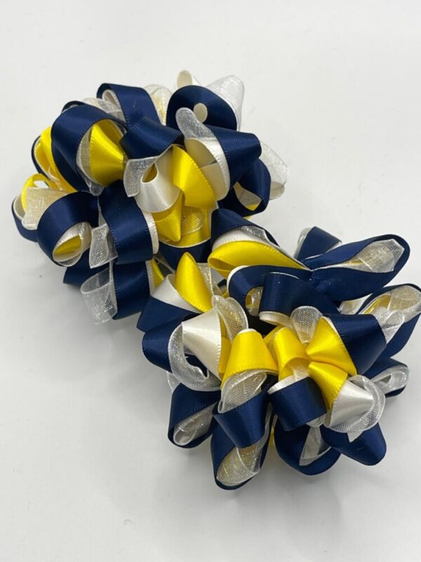 Navy, Yellow & White Hair Scrunchie